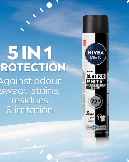 NIVEA MEN Black & White Power Aerosol Deodorant 72H Protection 250ml