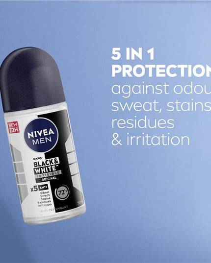 NIVEA MEN Black & White Invisible Roll On Deodorant 72H Protection 50ml