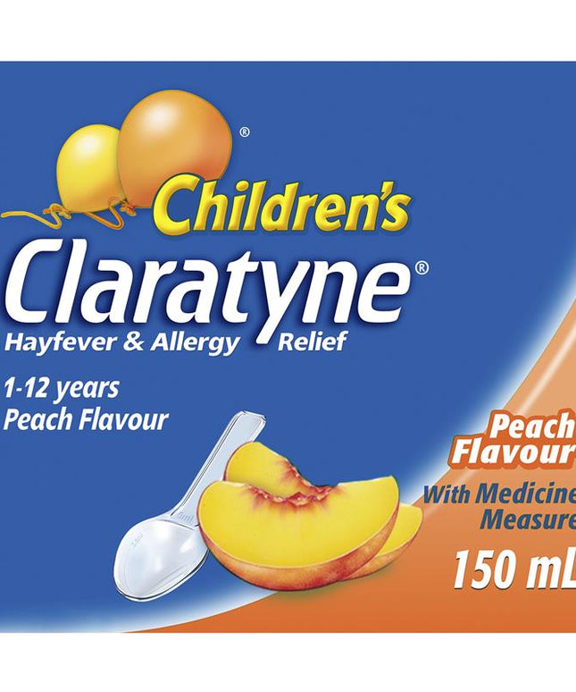 Children's Claratyne Allergy & Hayfever Relief Syrup For Kids Peach Flavour 150mL