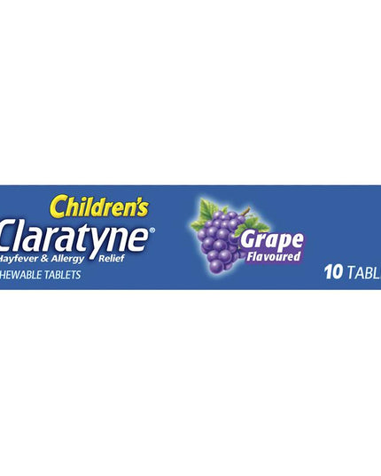 Children's Claratyne Allergy & Hayfever Relief Antihistamine For Kids Grape Flavoured Chewable Tablets 10 pack