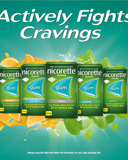 Nicorette Quit Smoking Regular Strength Nicotine Gum Classic 30 Pack