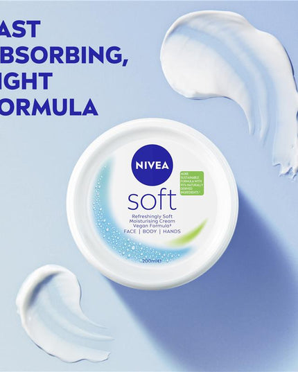 NIVEA Soft Moisturiser Cream Face Body Hands 200ml