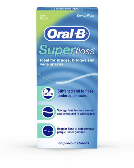 Oral B Superfloss Dental Floss Pre-Cut Strands 50 pack