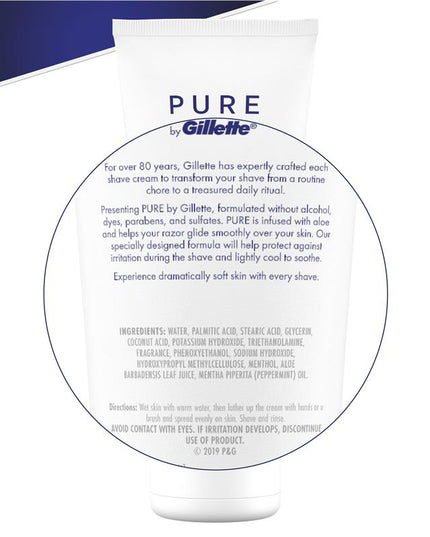 Gillette Pure Shave Cream for Men 170g