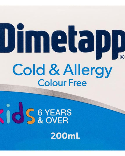 Dimetapp Cold and Allergy Colour Free 200mL