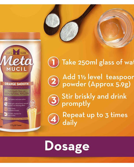 Metamucil Fibre Supplement Smooth Orange 48 Dose 283g