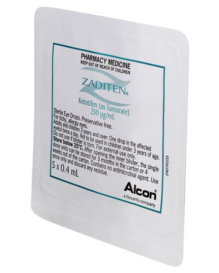 Zaditen 0.025% Eye Drops Unit Dose 0.4ml 20 Single Dose Units