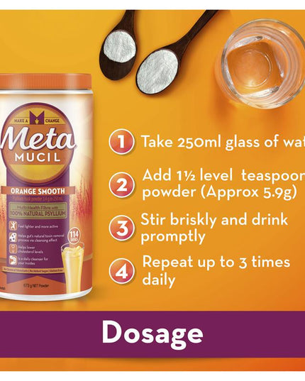 Metamucil Fibre Supplement Smooth Orange 72 Dose 425g