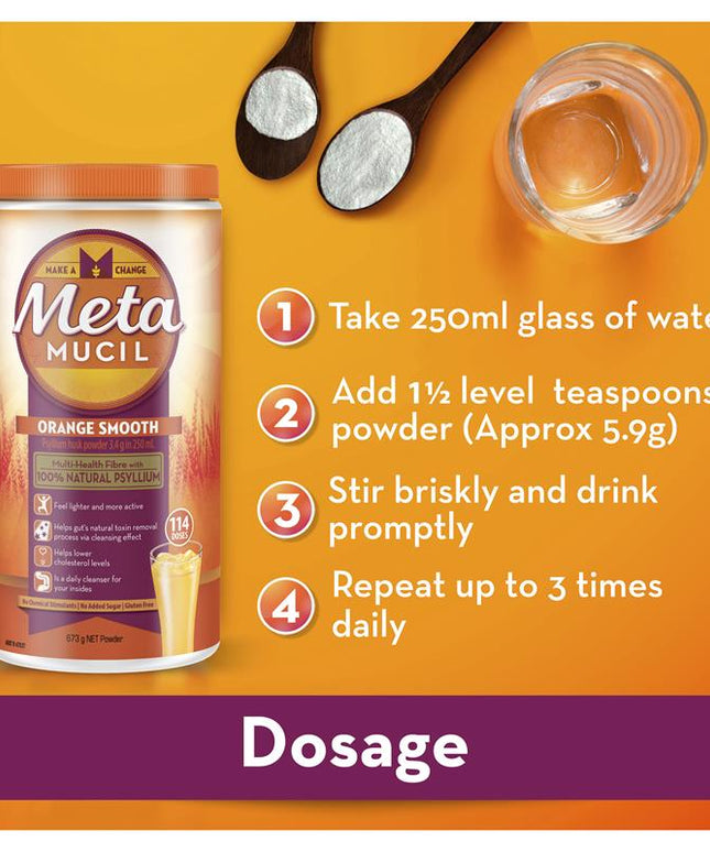 Metamucil Fibre Supplement Smooth Orange 72 Dose 425g