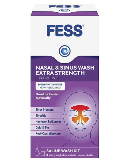 Fess Nasal & Sinus Wash Extra Strength Starter Kit 6 Sachets