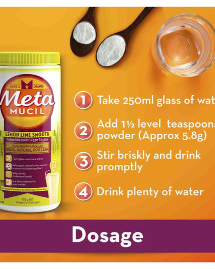 Metamucil Fibre Supplement Lemon Lime Smooth 114 Doses