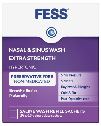 Fess Nasal & Sinus Wash Extra Strength Refill 24 Sachets