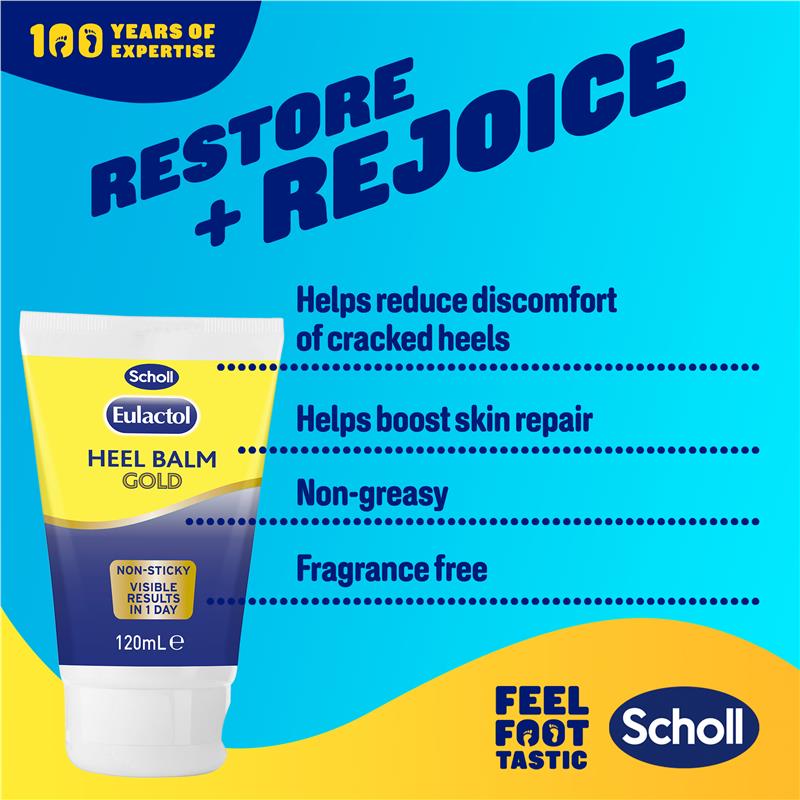Scholl Eulactol Foot Heel Balm Gold 120ml - Rough Dry or Cracked Skin