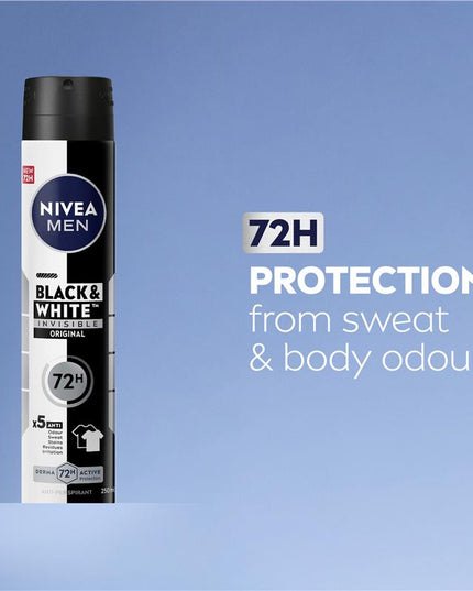 NIVEA MEN Black & White Power Aerosol Deodorant 72H Protection 250ml