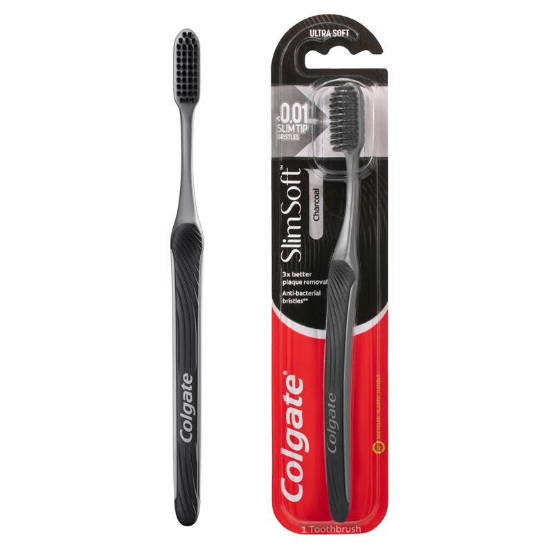 Colgate SlimSoft Charcoal Toothbrush Soft with charcoal infused bristles