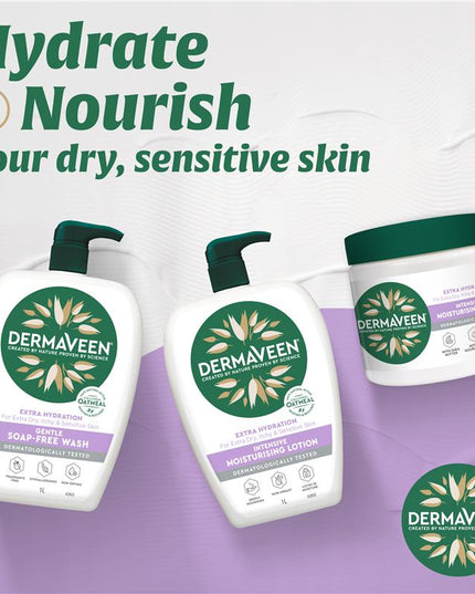 DermaVeen Extra Hydration Gentle Soap-Free Wash for Extra Dry, Itchy & Sensitive Skin 1L