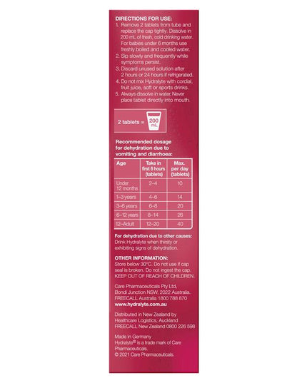 Hydralyte Electrolyte Effervescent Strawberry Kiwi 20 Tablets