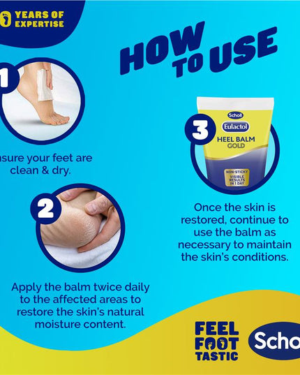 Scholl Eulactol Foot Heel Balm Gold 120ml - Rough Dry or Cracked Skin
