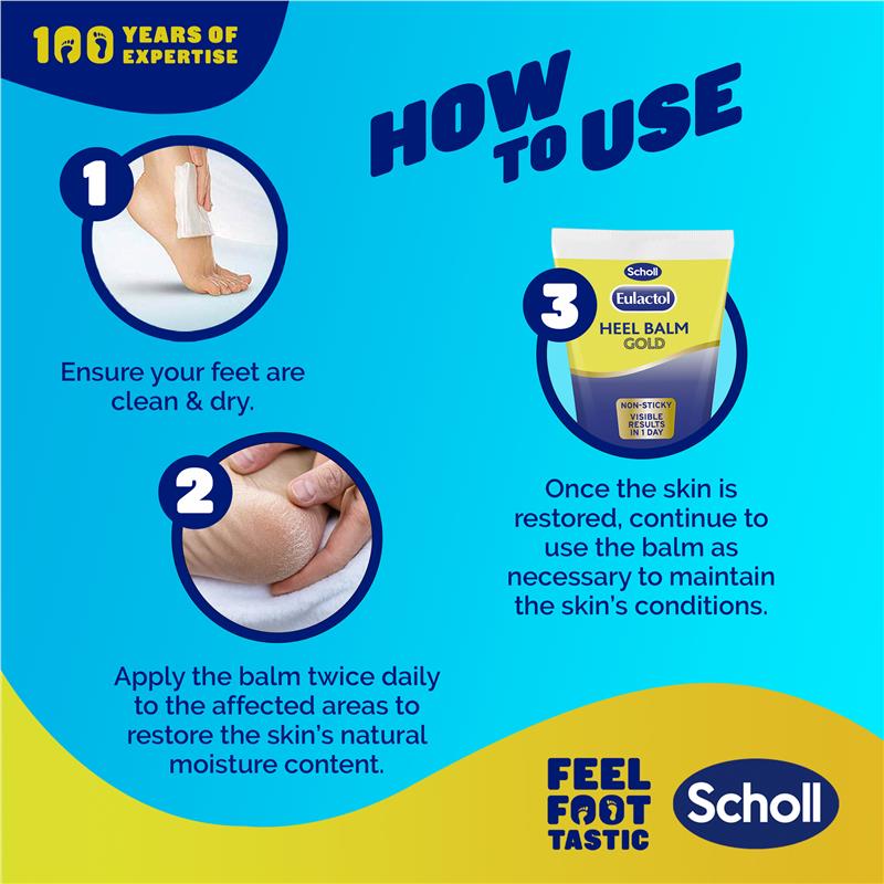 Scholl Eulactol Foot Heel Balm Gold 120ml - Rough Dry or Cracked Skin