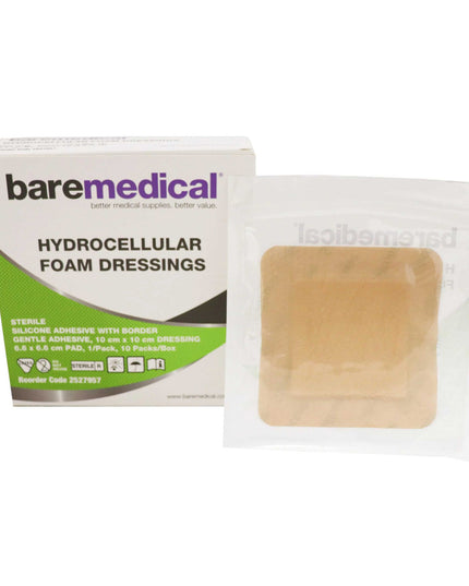 Baremedical Hydrocellular Foam Dressings 10cm x 10cm - 10 Pack