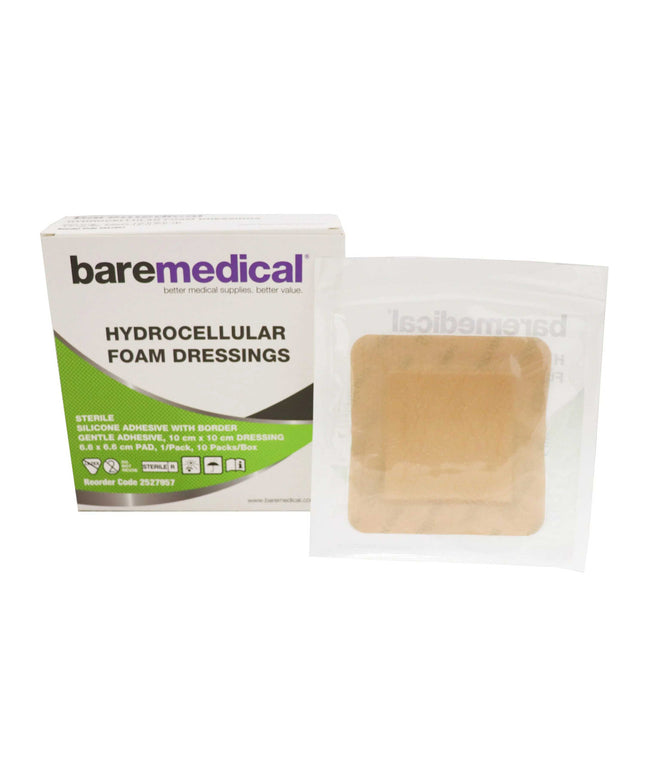Baremedical Hydrocellular Foam Dressings 10cm x 10cm - 10 Pack