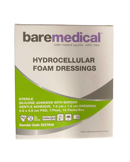 Baremedical Hydrocellular Foam Dressings 7.5cm x 7.5cm - 10 Pack