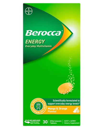 Berocca Energy Mango And Orange 30 Tablets
