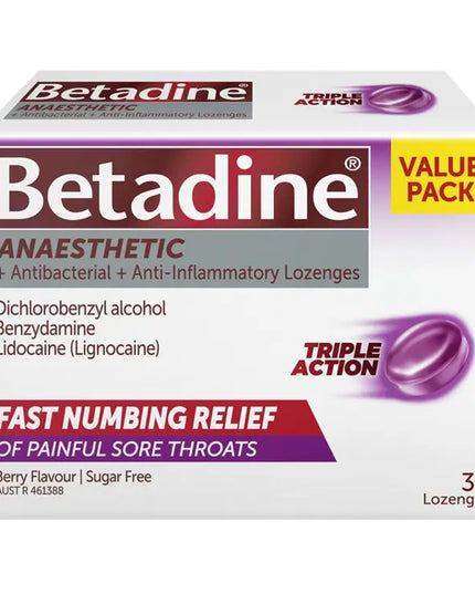 Betadine Sore Throat Anaesthetic Berry 36 Lozenges