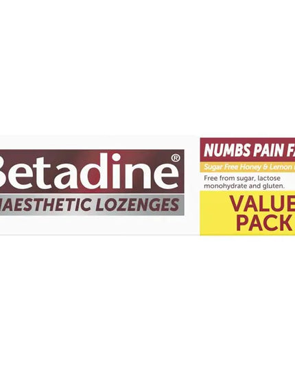 Betadine Sore Throat Lozenges Anaesthetic Honey & Lemon Flavour 36 Pack