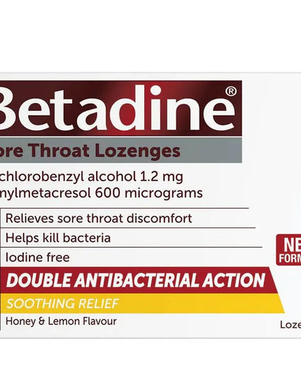 Betadine Sore Throat Lozenges Soothing Honey & Lemon Flavour 16 Pack
