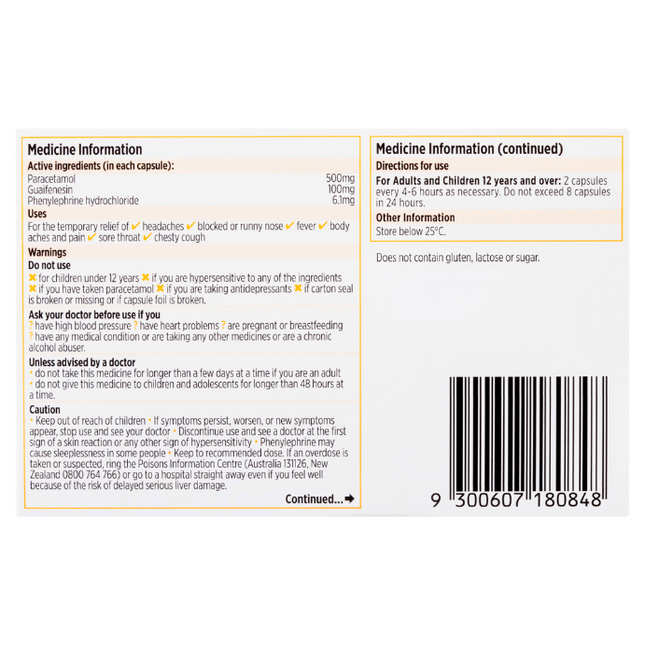 CODRAL® Cold & Flu + Mucus Cough 24 Capsules