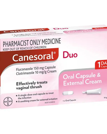 Canesoral Duo Oral 150mg Capsules And 10mg/g Cream - 1 Pack