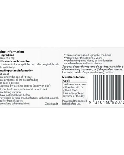 Canesoral Thrush Treatment 150mg 1 Capsule