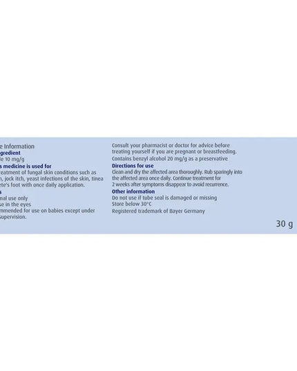 Canesten Once Daily Anti-Fungal Body Cream 30g