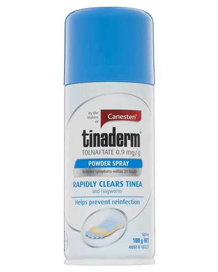 Canesten Tinaderm Powder Spray Tinea and Ringworm Treatment 100g