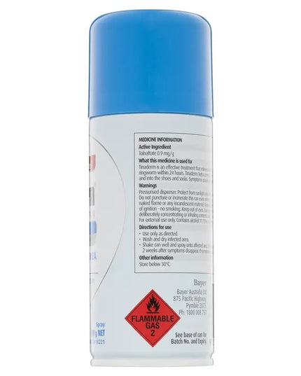 Canesten Tinaderm Powder Spray Tinea and Ringworm Treatment 100g