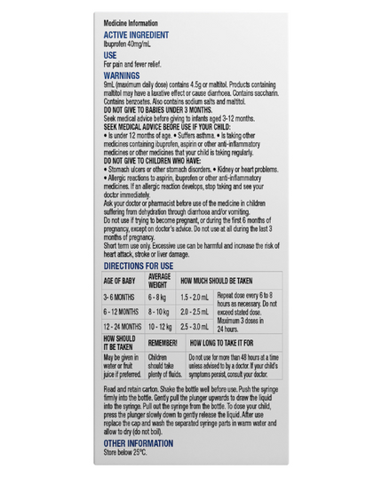 Chemists' Own Children's Ibuprofen Infant Drops 40mg/mL 50mL