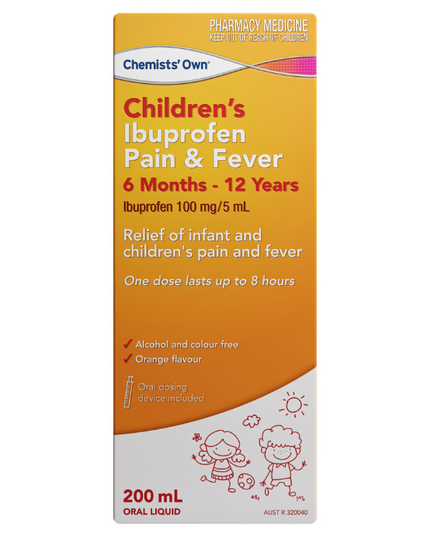 Chemists' Own Children's Ibuprofen Pain & Fever 100mg/5mL 6 Months - 12 Years 200mL