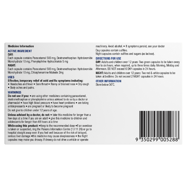 Chemists' Own Cough, Cold & Flu Day/Night PE 48 Capsules
