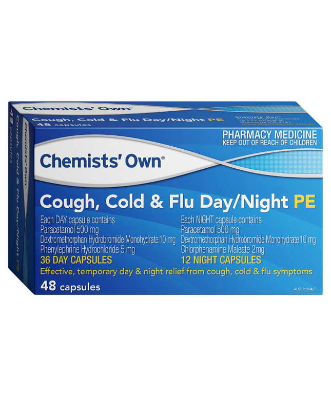 Chemists' Own Cough, Cold & Flu Day/Night PE 48 Capsules