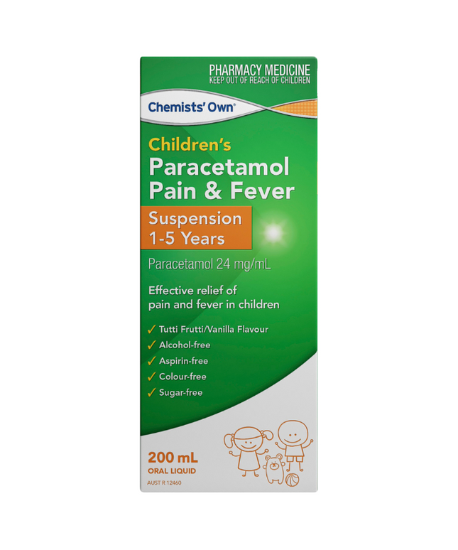 Chemists' Own Children's Paracetamol Pain & Fever Suspention 120mg/5mL 1-5 Years 200mL