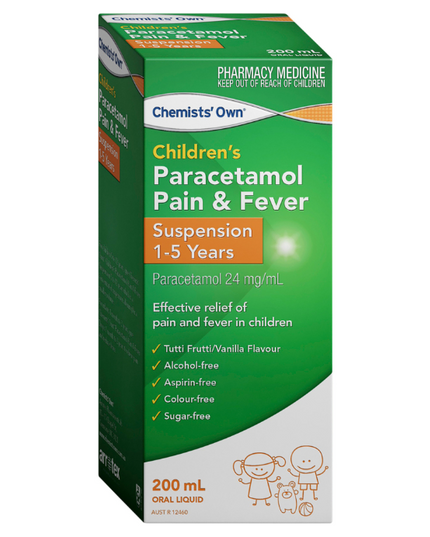 Chemists' Own Children's Paracetamol Pain & Fever Suspention 120mg/5mL 1-5 Years 200mL