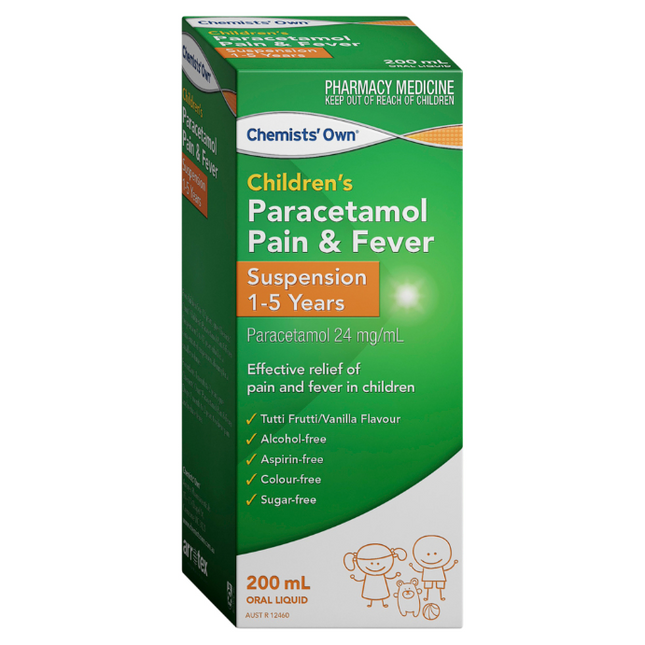Chemists' Own Children's Paracetamol Pain & Fever Suspention 120mg/5mL 1-5 Years 200mL