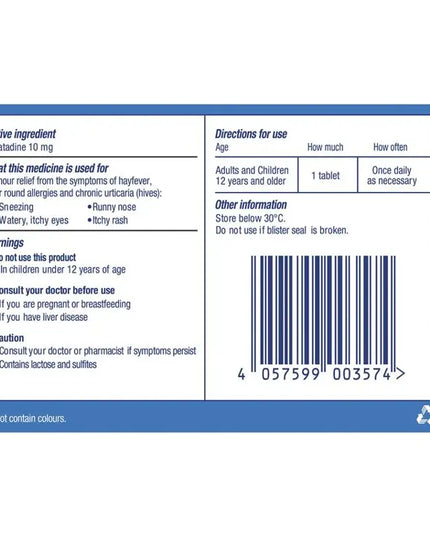 Claratyne Allergy Hayfever Relief Antihistamine Tablets 30 pack