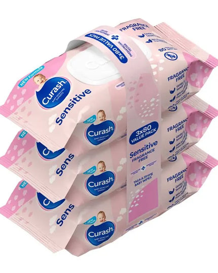 Curash Baby Sensitive Wipes 3 X 80 Bulk Pack