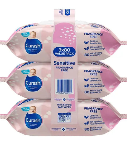 Curash Baby Sensitive Wipes 3 X 80 Bulk Pack