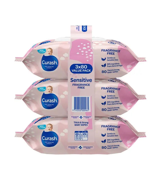 Curash Baby Sensitive Wipes 3 X 80 Bulk Pack