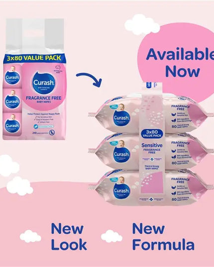 Curash Baby Sensitive Wipes 3 X 80 Bulk Pack