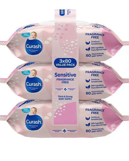 Curash Baby Sensitive Wipes 3 X 80 Bulk Pack
