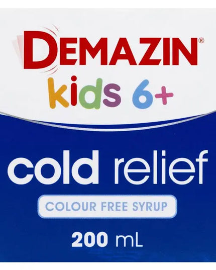 Demazin Kids 6+ Cold Relief Colour Free Syrup 200ml